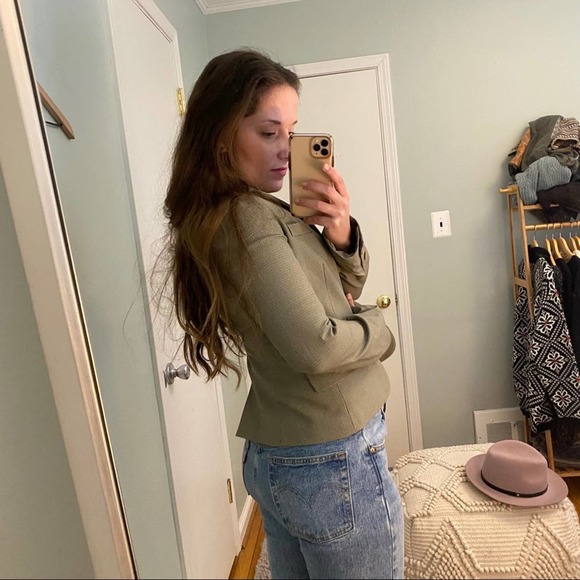 Theory Tan Classy Button Front Blazer Pockets Size 6 - Picture 3 of 11